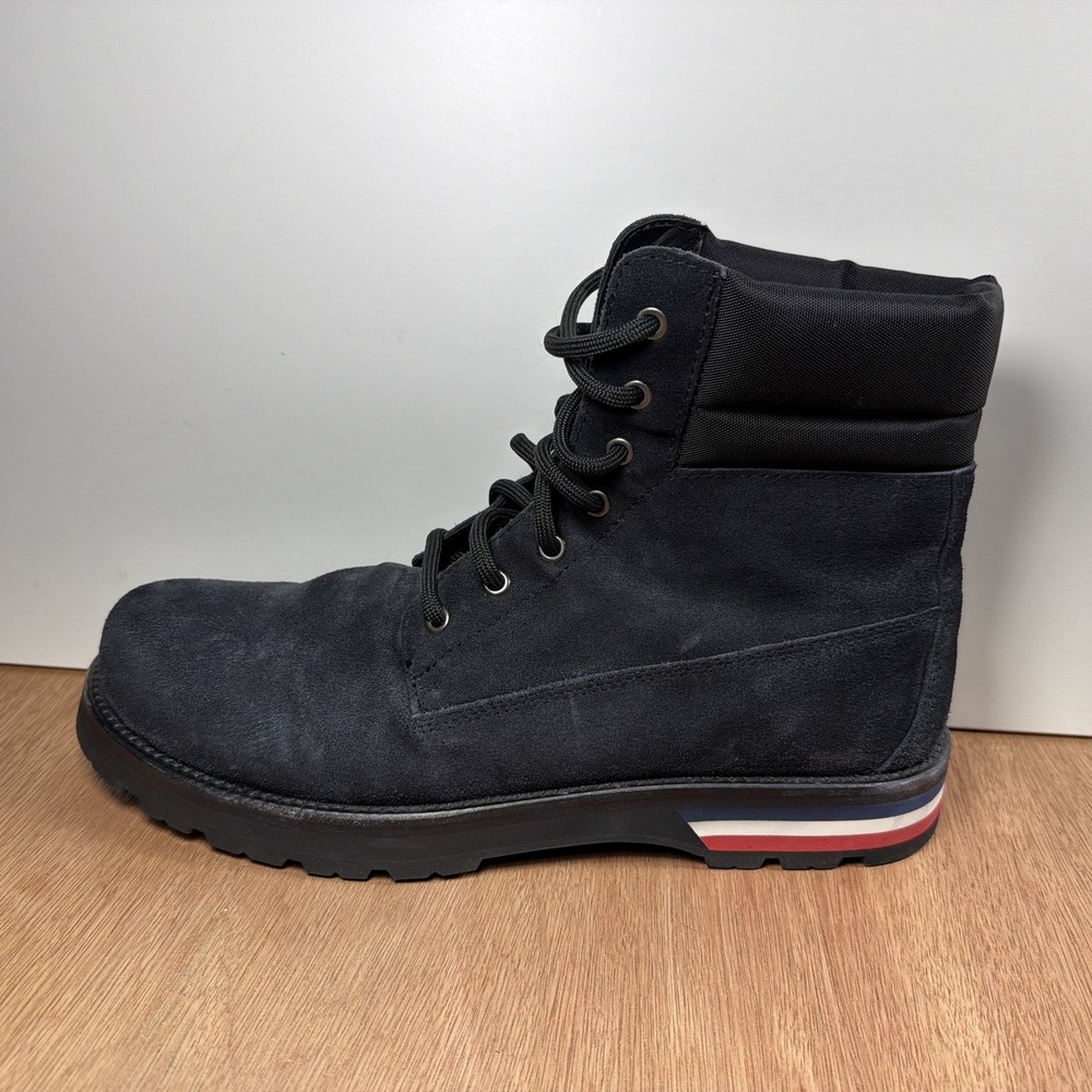 Moncler Men's Blue Combat Boots Size 12 Luxury Hiking Urban Heritage Suede
